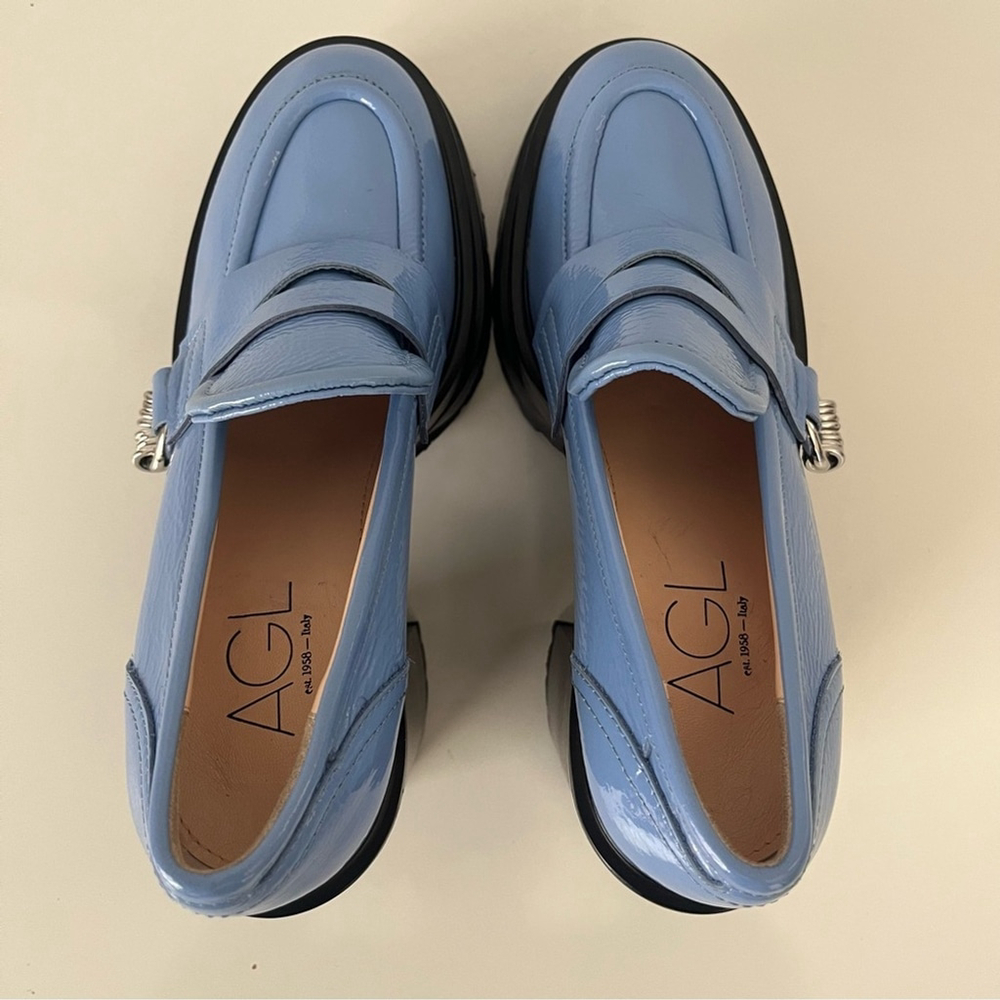 AGL Light Blue Platform Loafers - Picture 7 of 14